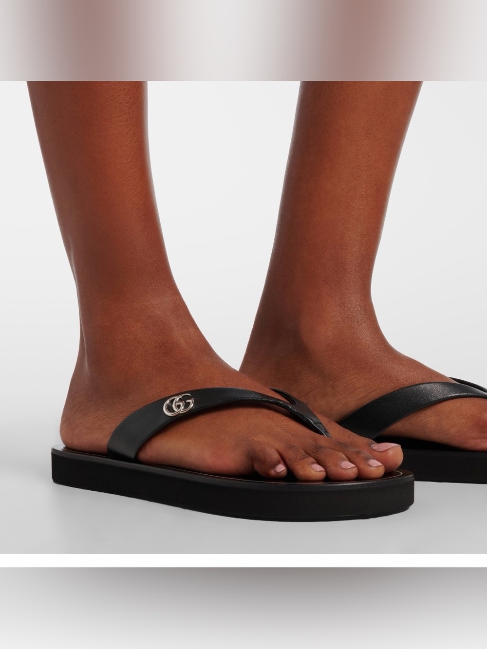 GUCCI GG logo leather flip flops sandals - Picture 5 of 6
